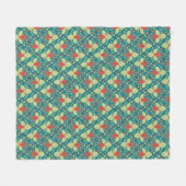 イチゴのフルーツ、花とフルーツランナー フリースブランケット (正面(横))