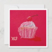 イチゴのフロスティングが乗ったカップケーキ カード (正面)