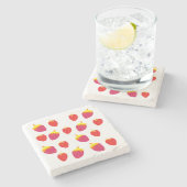 イチゴのベクタースケッチマーブルストーンコースター ストーンコースター (横)