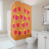 イチゴのベクトルスケッチシャワーカーテン シャワーカーテン (インサイチュ)