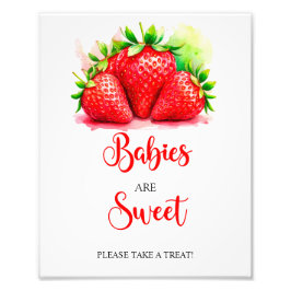 イチゴのベビーは甘いシャワーのサイン フォトプリント