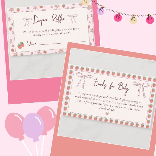 イチゴのベビー夏の赤ちゃんシャワー用ブック エンクロージャーカード