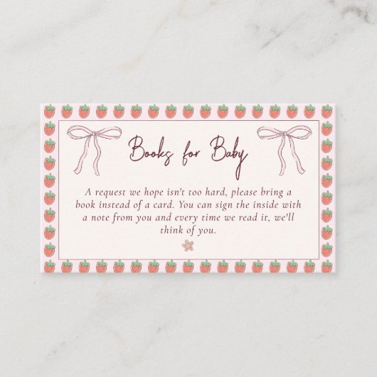 イチゴのベビー夏の赤ちゃんシャワー用ブック エンクロージャーカード (正面)
