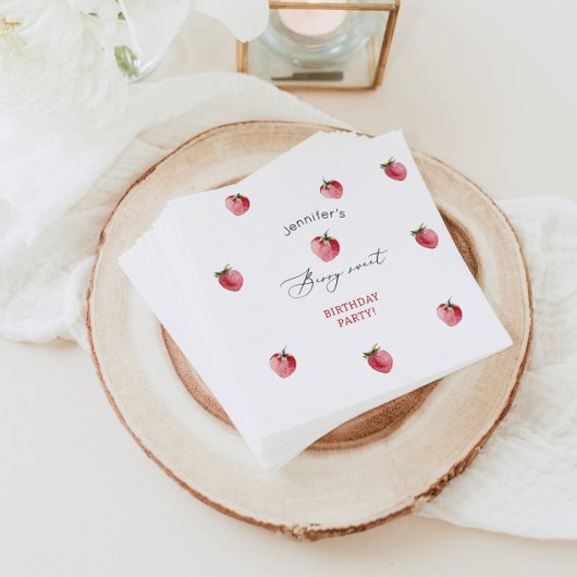 イチゴのベリーの甘い誕生日パーティー スタンダードカクテルナプキン