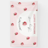 イチゴのベリーの甘い誕生日パーティー 横断幕 (縦)