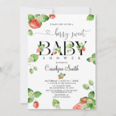 イチゴのベリーの甘い赤ちゃんシャワー 招待状 (正面)
