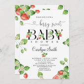 イチゴのベリーの甘い赤ちゃんシャワー 招待状 (正面/裏面)