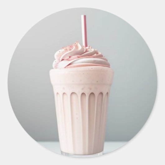 イチゴのミルクシェイクのグラス ラウンドシール (正面)