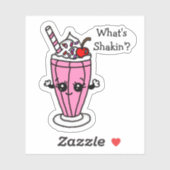 イチゴのミルクシェイクステッカー「What's Shakin」 シール (シート)