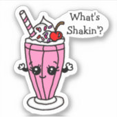 イチゴのミルクシェイクステッカー「What's Shakin」 シール (正面)