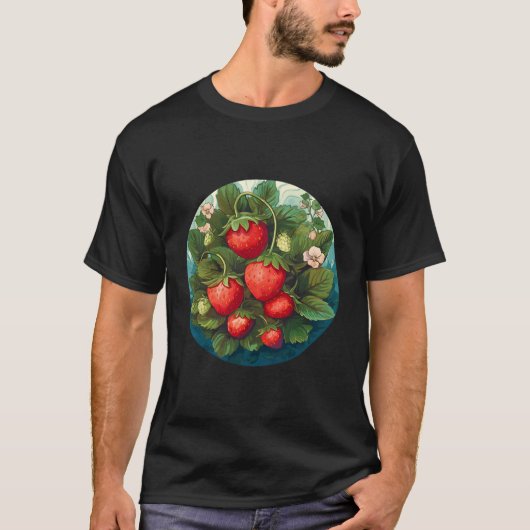 イチゴのモチーフいちご植物Fr Tシャツ (正面)