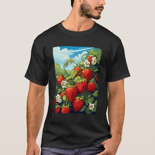 イチゴのモチーフいちご植物Fr Tシャツ (正面)