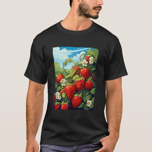 イチゴのモチーフいちご植物Fr Tシャツ (正面)