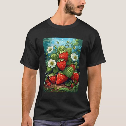 イチゴのモチーフいちご植物Fr Tシャツ (正面)
