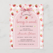 イチゴのリボンベリースイートベビーシャワー ポストカード (正面)