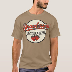 イチゴのレコードとテープのレトロ Tシャツ