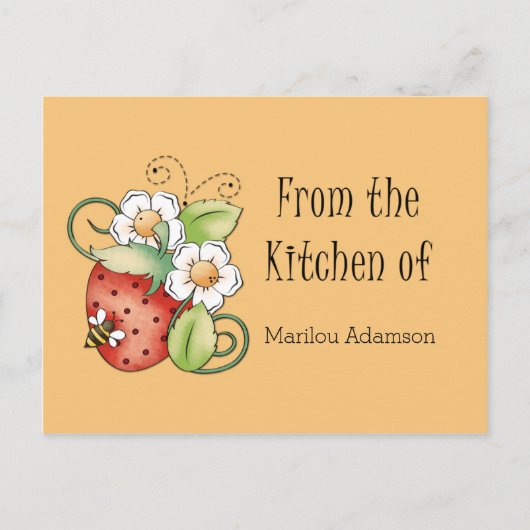 イチゴのレディーバグズレシピカード ポストカード (正面)