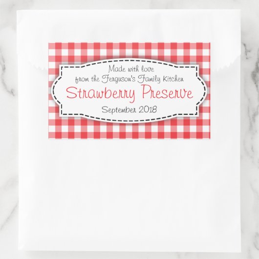 イチゴの保存またはジャムの瓶の食品ラベルのシール 長方形シール (バッグ)