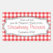 イチゴの保存またはジャムの瓶の食品ラベルのシール 長方形シール (正面)