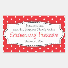 イチゴの保存またはジャムの瓶の食品ラベルのシール 長方形シール