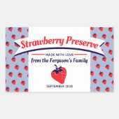 イチゴの保存またはジャムの瓶の食品ラベルのシール 長方形シール (正面)