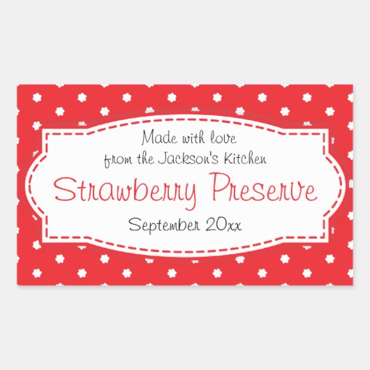 イチゴの保存またはジャム食品ラベルのシール 長方形シール (正面)