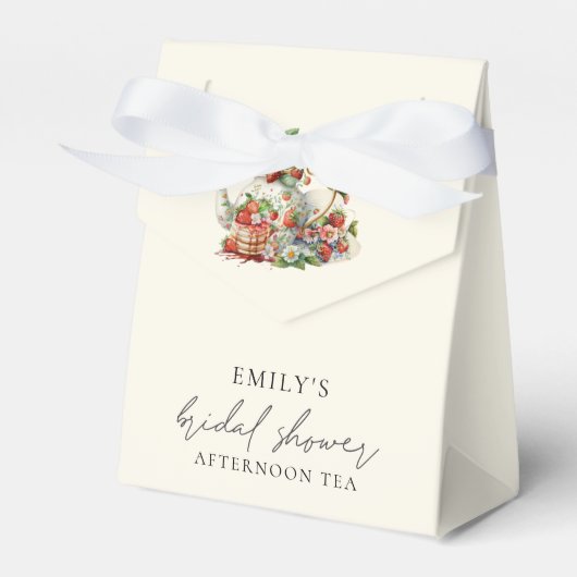 イチゴの午後のティーブライダルシャワーのお礼 フェイバーボックス (正面サイド)