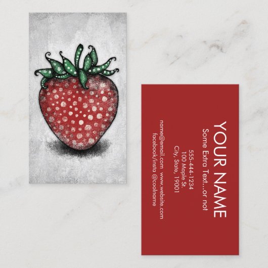 イチゴの名刺 – おもしろい赤緑 名刺 (正面/裏面)