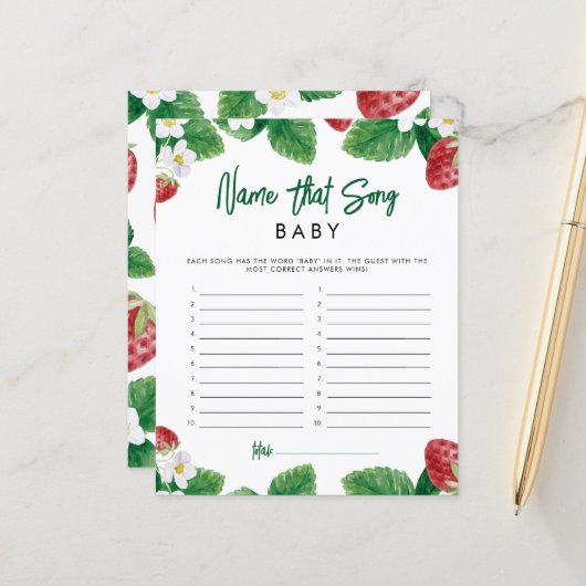 イチゴの名前その歌の赤ちゃんシャワーゲーム (正面/裏面インサイチュ)