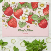 イチゴの夏のカスタマイズ実名 キッチンタオル (折り畳み)