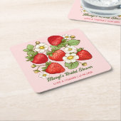 イチゴの夏のカスタマイズ実名 スクエアペーパーコースター (アングル)