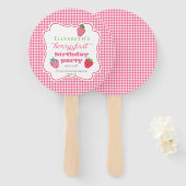 イチゴの女の子のベリーの最初の誕生日パーティー ハンドファン (正面&裏面)