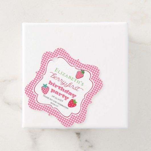 イチゴの女の子のベリーの最初の誕生日パーティー フェイバータグ (インサイチュ)
