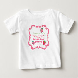 イチゴの女の子のベリーの最初の誕生日パーティー ベビーTシャツ