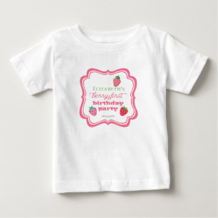 イチゴの女の子のベリーの最初の誕生日パーティー ベビーTシャツ