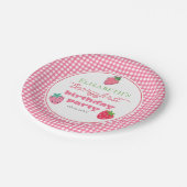 イチゴの女の子のベリーの最初の誕生日パーティー ペーパープレート (アングル)