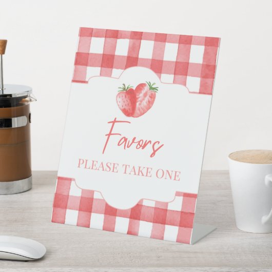 イチゴの好意サイン | 8x10"ストロベリーサイン 台座サイン (インサイチュ)