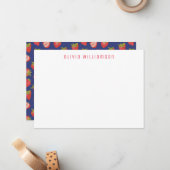 イチゴの実パーソナライズされた名 ノートカード (正面/裏面インサイチュ)