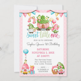 イチゴの小人ガーデン　リトルワン 1歳の誕生日 招待状