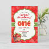 イチゴの最初の誕生日の招待状 カード (スタンド正面)
