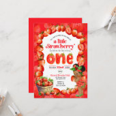 イチゴの最初の誕生日の招待状 カード (正面/裏面インサイチュ)