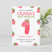 イチゴの最初の誕生日パーティーへの招待 招待状 (スタンド正面)
