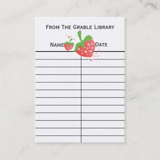 イチゴの本の返却カード 名刺 (正面)
