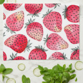 イチゴの水色とインク キッチンタオル (折り畳み)