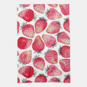 イチゴの水色とインク キッチンタオル (縦)