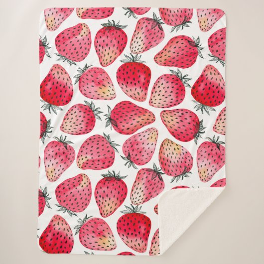 イチゴの水色とインク シェルパブランケット (正面)