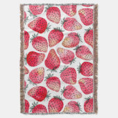 イチゴの水色とインク スローブランケット (正面縦)