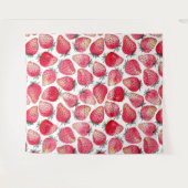 イチゴの水色とインク タペストリー (正面(横))