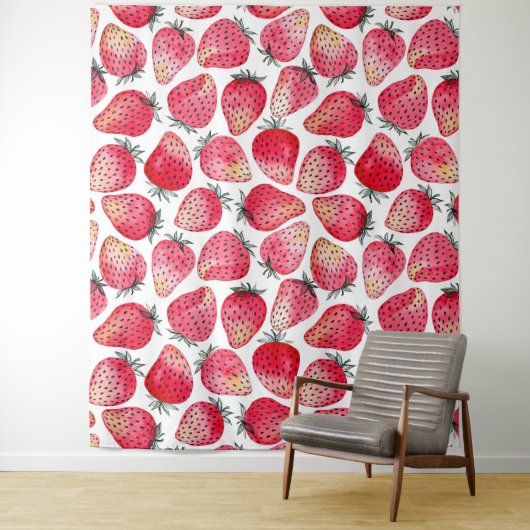 イチゴの水色とインク タペストリー (インサイチュ)