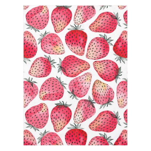 イチゴの水色とインク テーブルクロス (正面)